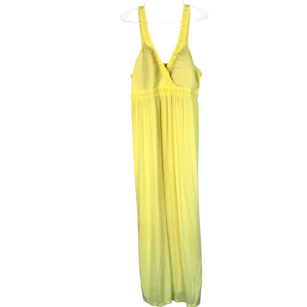 Faded Glory‎ Lemon Freeze Yellow Beaded Crochet Maxi Dress 3X 22W-24W FW23715
